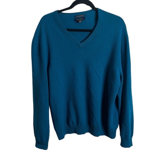Club room teal cashmere sweater v neck size large - Picture 1 of 10